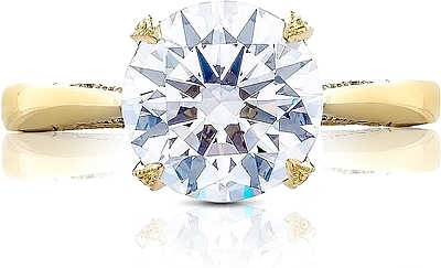 This image shows the setting with a 2.50ct round brilliant cut center diamond. The setting can be ordered to accommodate any shape/size diamond listed in the setting details section below.