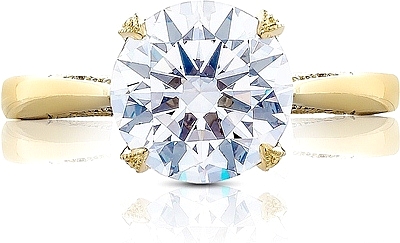 This image shows the setting with a 2.50ct round brilliant cut center diamond. The setting can be ordered to accommodate any shape/size diamond listed in the setting details section below.