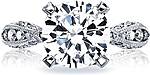 This image shows the setting with a 3.15ct round cut center diamond. The setting can be ordered to accommodate any shape/size diamond listed in the setting details section below.