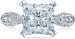 This image shows the setting with a 3.50ct princess cut center diamond. The setting can be ordered to accommodate any shape/size diamond listed in the setting details section below.