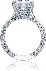This image shows the setting with a 3.50ct princess cut center diamond. The setting can be ordered to accommodate any shape/size diamond listed in the setting details section below.