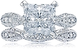This image shows the setting with a 3.50ct princess cut center diamond. The setting can be ordered to accommodate any shape/size diamond listed in the setting details section below.