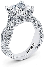 This image shows the setting with a 3.00ct princess cut center diamond. The setting can be ordered to accommodate any shape/size diamond listed in the setting details section below.
