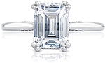 This image shows the setting with a 1.50ct emerald cut center diamond. The setting can be ordered to accommodate any shape/size diamond listed in the setting details section below.