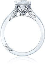 This image shows the setting with a 1.50ct princess cut center diamond. The setting can be ordered to accommodate any shape/size diamond listed in the setting details section below.
