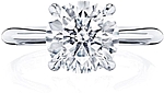 This image shows the setting with a 2.50ct round brilliant cut center diamond. The setting can be ordered to accommodate any shape/size diamond listed in the setting details section below.