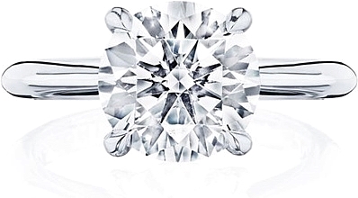 This image shows the setting with a 2.50ct round brilliant cut center diamond. The setting can be ordered to accommodate any shape/size diamond listed in the setting details section below.