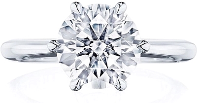 This image shows the setting with a 3.00ct round brilliant cut center diamond. The setting can be ordered to accommodate any shape/size diamond listed in the setting details section below.
