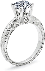 This image shows the setting with a 1.00ct round brilliant cut diamond. The setting can be ordered to accommodate any shape/size diamond listed in the setting details section below.