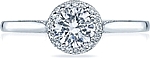 This image shows the setting with a .60ct round cut center diamond. The setting can be ordered to accommodate any shape/size diamond listed in the setting details section below.