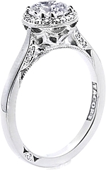 This image shows the setting with a 1.00ct round brilliant cut center diamond. The setting can be ordered to accommodate any shape/size diamond listed in the setting details section below. 