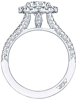 This image shows the setting with a 1.00 round brilliant cut center diamond. The setting can be ordered to accommodate any shape/size diamond listed in the setting details section below.