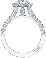 This image shows the setting with a 1.00ct round brilliant cut center diamond. The setting can be ordered to accomodate any shape/size diamond listed in the setting details section below.