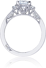 This image shows the setting with a 1.00ct princess cut center diamond. The setting can be ordered to accommodate any shape/size diamond listed in the setting details section below.