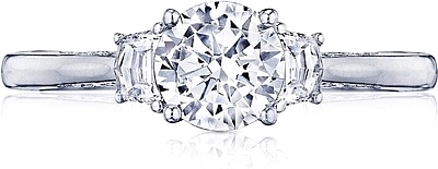 This image shows the setting with a .80ct round brilliant cut center diamond. The setting can be ordered to accommodate any shape/size diamond listed in the setting details section below.