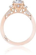 This image shows the setting with a 1.25ct round brilliant cut center diamond. The setting can be ordered to accommodate any shape/size diamond listed in the setting details section below.