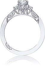 This image shows the setting with a .75ct oval cut center diamond. The setting can be ordered to accommodate any shape/size diamond listed in the setting details section below.