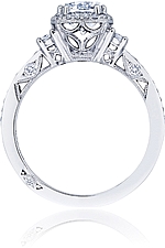 This image shows the setting with a 1.00ct round brilliant cut center diamond. The setting can be ordered to accommodate any shape/size diamond listed in the setting details section below.