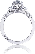 This image shows the setting with a 1.00ct emerald cut center diamond. The setting can be ordered to accommodate any shape/size diamond listed in the setting details section below.