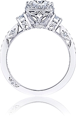 This image shows the setting with a 1.50ct princess cut center diamond. The setting can be ordered to accommodate any shape/size diamond listed in the setting details section below.