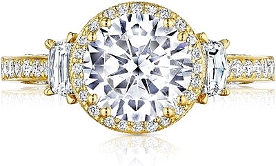 This image shows the setting with a 1.50ct round brilliant cut center diamond. The setting can be ordered to accommodate any shape/size diamond listed in the setting details section below.