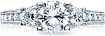 This image shows the setting with a 1.00ct round cut center diamond. The setting can be ordered to accommodate any shape/size diamond listed in the setting details section below.