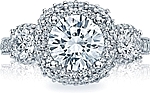 This image shows the setting with a 2.25ct cushion cut center diamond. The setting can be ordered to accommodate any shape/size diamond listed in the setting details section below.