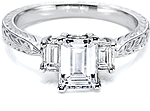 This image shows the setting with a 1.50ct emerald cut diamond. The setting can be ordered to accommodate any shape/size diamond listed in the setting details section below. 