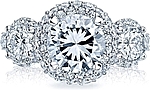 This image shows the setting with a 1.50ct round cut center diamond. The setting can be ordered to accommodate any shape/size diamond listed in the setting details section below.