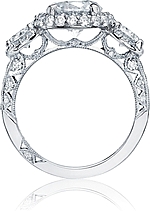 This image shows the setting with a .85ct princess cut center diamond.