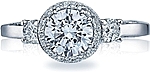 This image shows the setting with a 1.00ct round cut center diamond. The setting can be ordered to accommodate any shape/size diamond listed in the setting details section below.