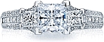 This image shows the setting with a 1.00ct princess cut center diamond. The setting can be ordered to accommodate any shape/size diamond listed in the setting details section below.
