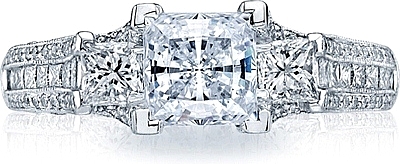 This image shows the setting with a 1.00ct princess cut center diamond. The setting can be ordered to accommodate any shape/size diamond listed in the setting details section below.