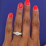 This image shows the setting with a 1.00ct round brilliant cut center diamond. 