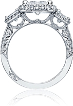 Tacori Three Stone Princess Cut Diamond Halo Engagement Ring HT2526PR