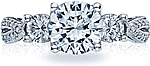 This image shows the setting with a 1.50ct round cut center diamond. The setting can be ordered to accommodate any shape/size diamond listed in the setting details section below.