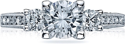 This image shows the setting with a 1.00ct round cut center diamond. The setting can be ordered to accommodate any shape/size diamond listed in the setting details section below.