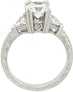 This image shows the setting with a 1.25ct round brilliant cut center diamond. The setting can be ordered to accomodate any shape/size diamond listed in the setting details section below.
