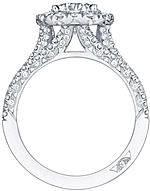 This image shows the setting with a 1.00ct round brilliant cut center diamond. The setting can be ordered to accommodate any shape/size diamond listed in the setting details section below.