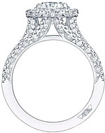 This image shows the setting with a 1.00ct round brilliant cut center diamond. The setting can be ordered to accommodate any shape/size diamond listed in the setting details section below.

