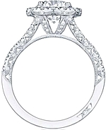 This image shows the setting with a 1.25ct round brilliant cut center diamond. The setting can be ordered to accommodate any shape/size diamond listed in the setting details section below.