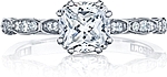 This image shows the setting with a 1.00ct cushion cut center diamond. The setting can be ordered to accommodate any shape/size diamond listed in the setting details section below.