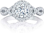 This image shows the setting with a 1.00ct round cut center diamond. The setting can be ordered to accommodate any shape/size diamond listed in the setting details section below.