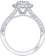 This image shows the setting with a 1.00ct round brilliant cut center diamond. The setting can be ordered to accommodate any shape/size diamond listed in the setting details section below.