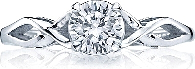 This image shows the setting with a .60ct round cut center diamond. The setting can be ordered to accommodate any shape/size diamond listed in the setting details section below.