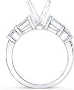 This image shows the setting with a head made to hold a 1.50ct round brilliant cut center diamond. The setting can be ordered to accommodate any shape/size diamond listed in the setting details section below.
