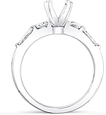 This image shows the setting with a 1.00ct round brilliant cut center diamond. The setting can be ordered to accommodate any shape/size diamond listed in the setting details section below.