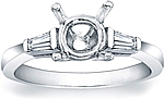 This image shows the setting with a basket made to hold a 1.00ct round brilliant cut center diamond. The setting can be ordered to accommodate any shape/size diamond listed in the setting details section below.