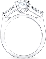 This image shows the setting with a 1.00ct round brilliant cut center diamond. The setting can be ordered to accommodate any shape/size diamond listed in the setting details section below.
