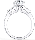This image shows the setting with a 1.00ct round brilliant cut center diamond. The setting can be ordered to accommodate any shape/size diamond listed in the setting details section below.